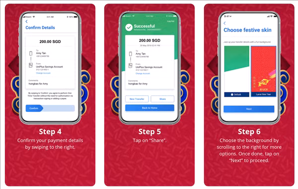 Chỉ với vài bước, người dùng ứng dụng tài chính thoải mái tận dụng chức năng mừng tuổi đầu xuân.
