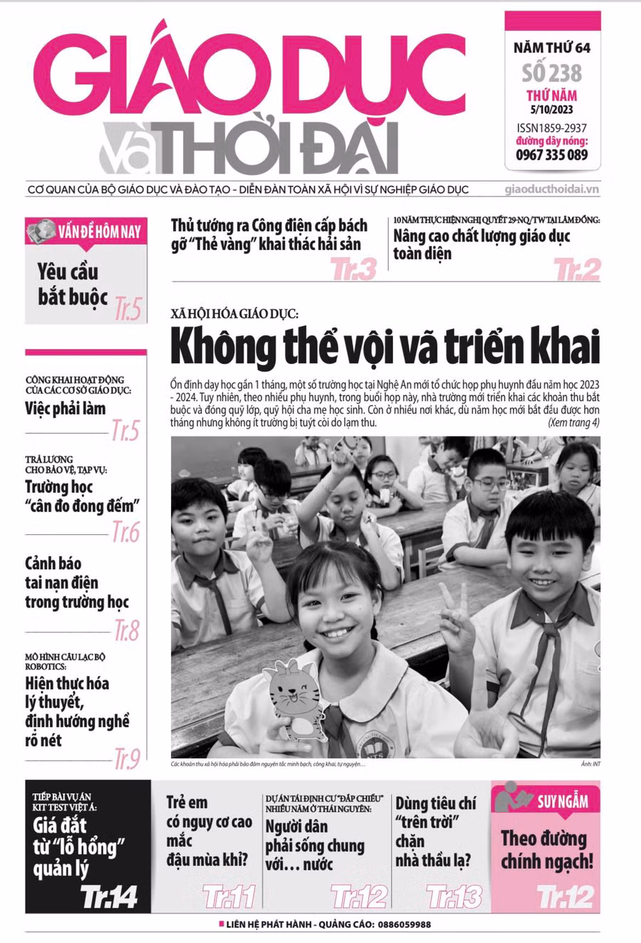 Tin tức báo in 5/10: Không thể vội vã triển khai xã hội hóa giáo dục