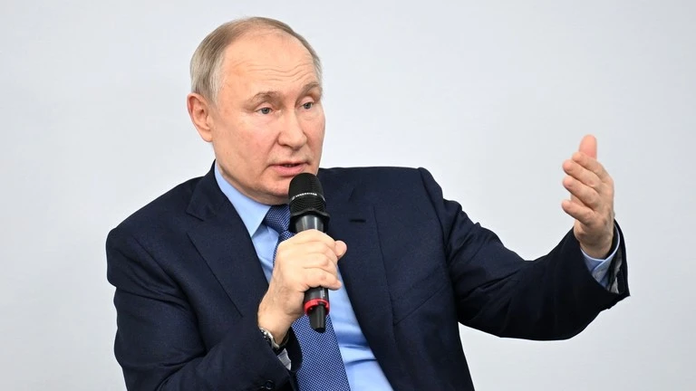 Tổng thống Nga Vladimir Putin tại buổi nói chuyện với các nhà lãnh đạo cộng đồng địa phương trên khắp nước Nga hôm 16/1/2024