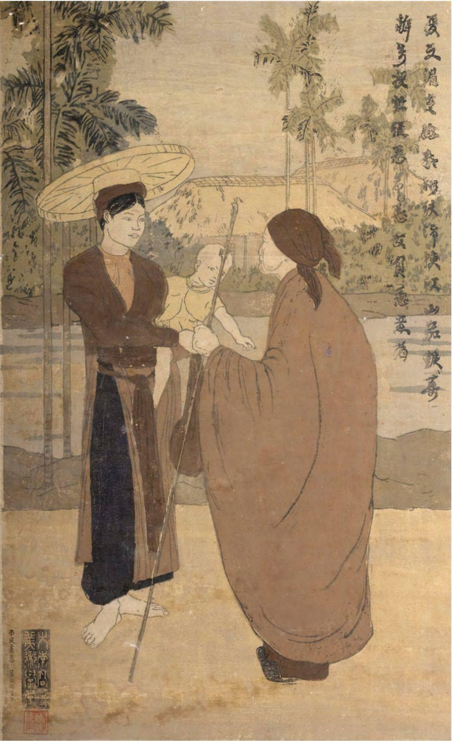 Một phần của Bức họa “Những lời khuyên của ni cô” do Nguyễn Tường Tam vẽ khoảng năm 1926. Một phần của Bức họa “Những lời khuyên của ni cô” do Nguyễn Tường Tam vẽ khoảng năm 1926.