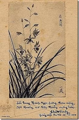 Phác thảo Hoa Phong Lan trong sổ tay của Nhất Linh (28/10/1957).