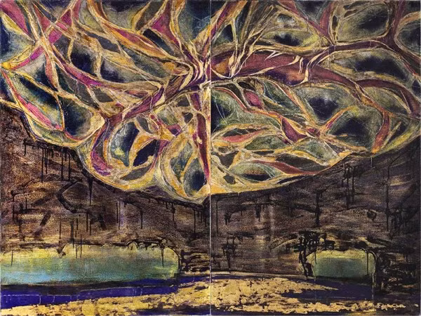 Tác phẩm trong triển lãm “Mở” đem lại hình dung về cấu trúc cứng của một vũ trụ giãn nở.