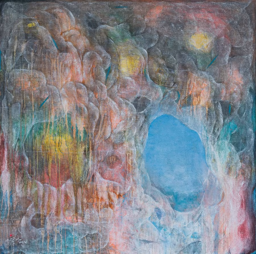 Tác phẩm 'Khoảng trời #3' - họa sĩ Đoàn Xuân Tặng vẽ năm 2022, chất liệu sơn dầu/acrylic trên toan.