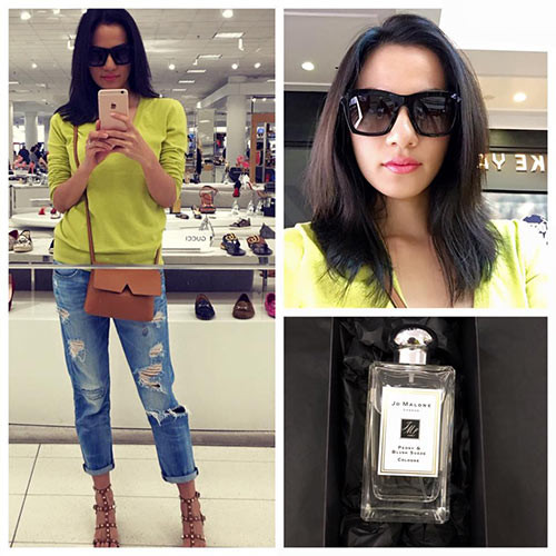 ngoc thuy vui ve di mua sam sau 