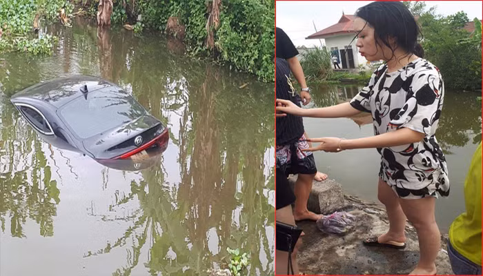 Đạp nhầm chân ga, nữ tài xế xinh đẹp và 4 người lao xuống mương ở Nam Định