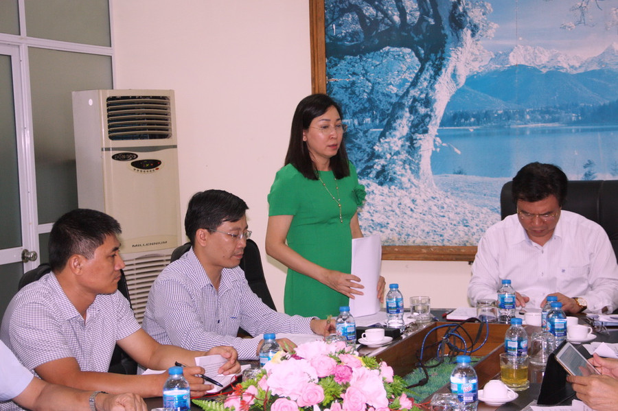 Bà Đinh Thị Lụa báo cáo tại buổi làm việc Bà Đinh Thị Lụa báo cáo tại buổi làm việc