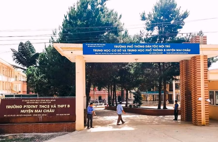 Điểm thi trường phổ thông DTNT THCS B huyện Mai Châu.