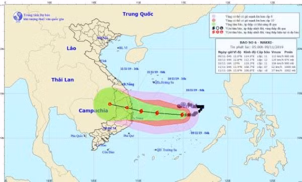 Đường đi của bão số 6 Nakri