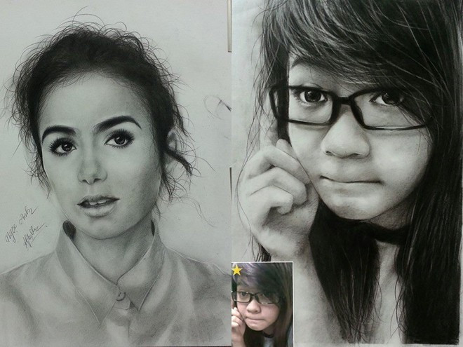 Nữ sinh Hòa Bình vẽ Khởi My hút hơn nửa triệu like