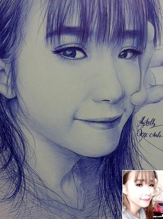 Nữ sinh Hòa Bình vẽ Khởi My hút hơn nửa triệu like