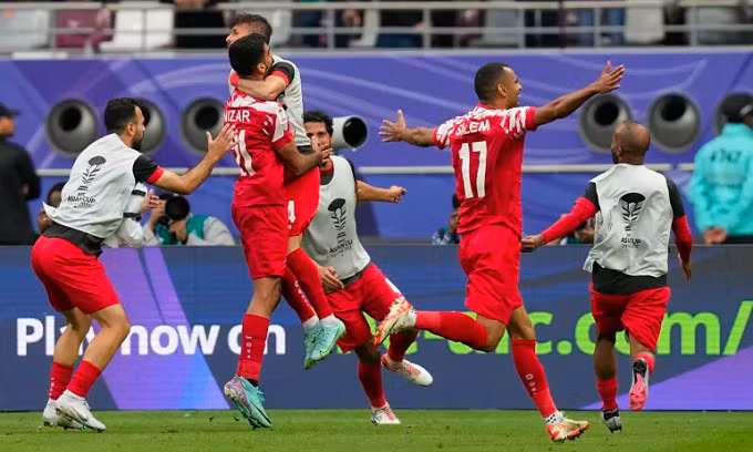 Cầu thủ Jordan ăn mừng bàn ấn định tỷ số ở phút 90+7.