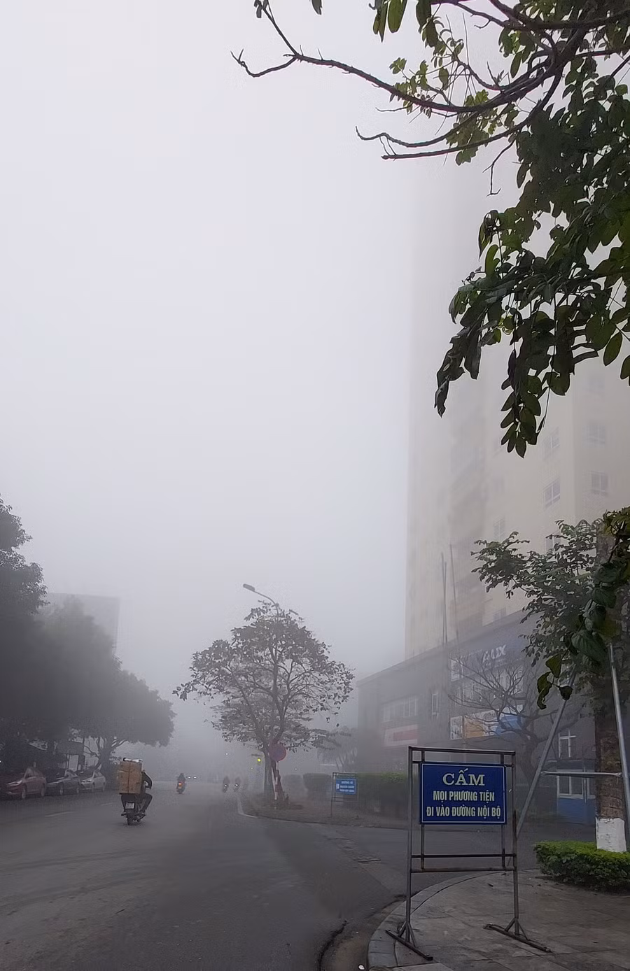 Nhờ nồm ẩm, Hà Nội có cơ hội được 'trải nghiệm' khung cảnh ở trên Sa Pa. Ảnh: Bình Thanh.