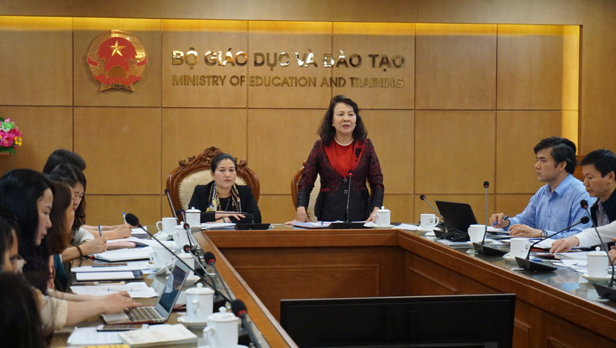 Quang cảnh buổi làm việc giữa Bộ LĐTBXH với Bộ GD&ĐT về phòng, chống bạo lực học đường