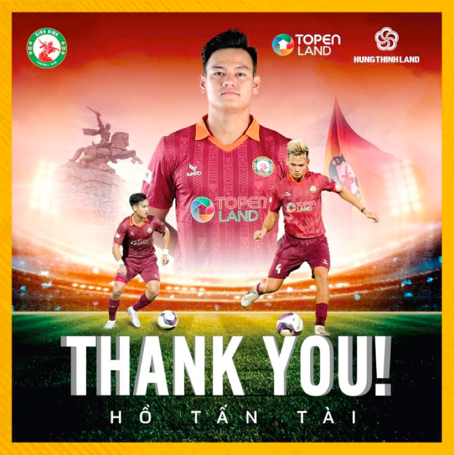 Bình Định thông báo chia tay Tấn Tài lúc khuya 16/1.