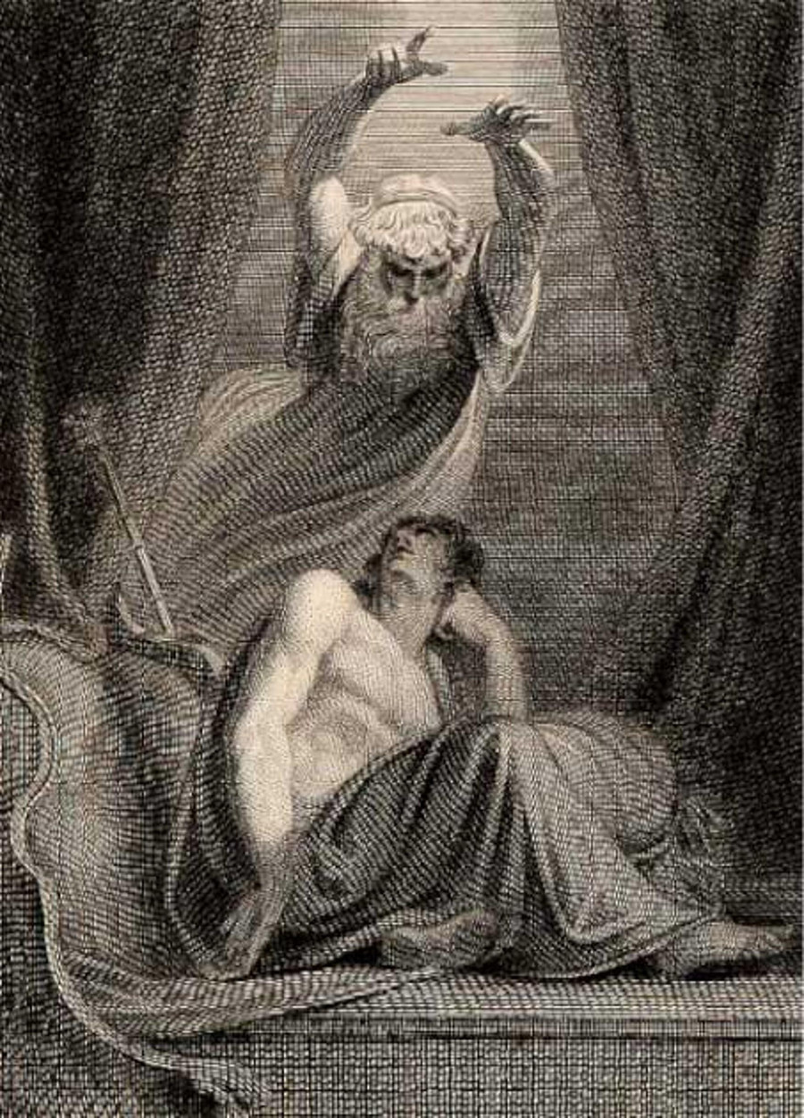 Vị thần giả dạng Nestor, bạn của vua Agamemnon, xuất hiện trong giấc mơ của ông. Vị thần giả dạng Nestor, bạn của vua Agamemnon, xuất hiện trong giấc mơ của ông.