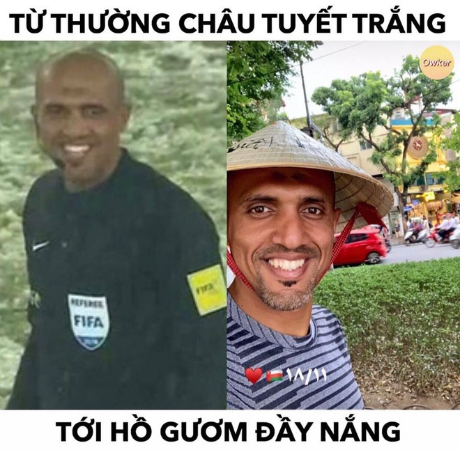 Trọng tài trận Việt Nam - Thái Lan đội nón lá check-in tại hồ Gươm ảnh 2 Trong tai tran Viet Nam - Thai Lan doi non la check-in tai ho Guom hinh anh 2