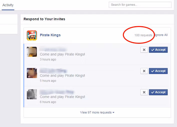 Số lời mời chơi mà facebooker "bị" nhận có thể lên đến hàng trăm