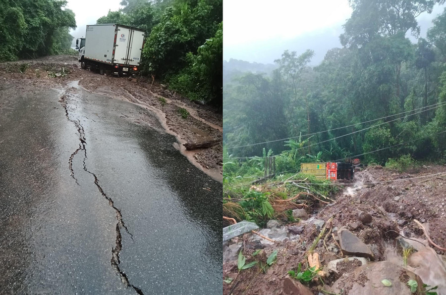 Vị trí sạt lở kéo dài khoảng 8km. Vị trí sạt lở kéo dài khoảng 8km.