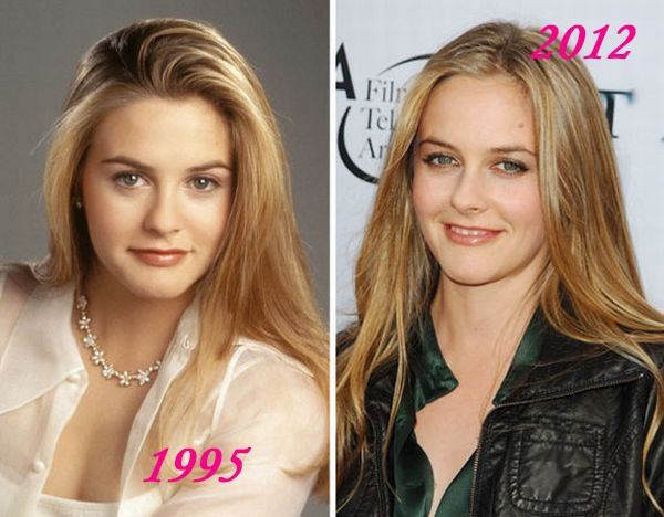 Sắp bước sang tuổi tứ tuần nhưng bà mẹ một con Alicia Silverstone vẫn chưa hề có biểu hiện của thời gian. Thậm chí, khi so sánh bức ảnh của năm 2002 và 1995 người hâm mộ còn dễ dàng nhận thấy cô ngày càng trẻ đẹp hơn. Những sao Hollywood không hề thay đổi sau hơn 10 năm