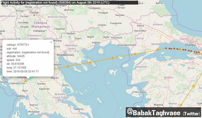 Sơ đồ đường bay của máy bay vận tải Ukraine.