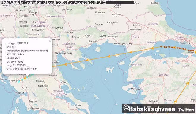 Sơ đồ đường bay của máy bay vận tải Ukraine.