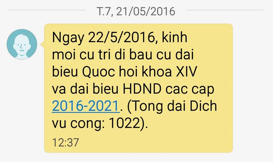 Đà Nẵng gửi 20.000 tin nhắn mời người dân đi bầu cử