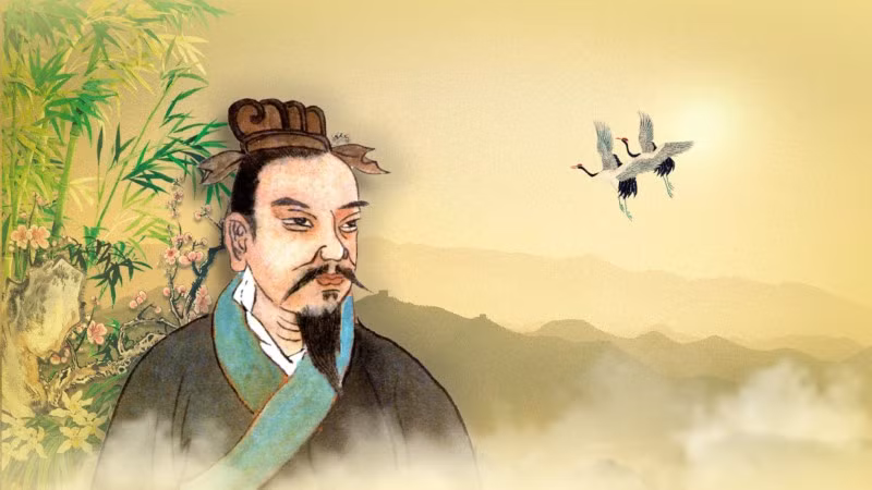 Tranh vẽ Quản Trọng - người có công lớn trong việc phò tá Tiểu Bạch (Tề Hoàn Công) thành tựu bá nghiệp.