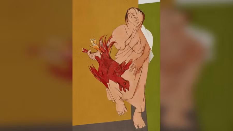 Một tác phẩm của họa sĩ nổi tiếng Ấn Độ - Tyeb. Ảnh: Nhà đấu giá AstaGuru