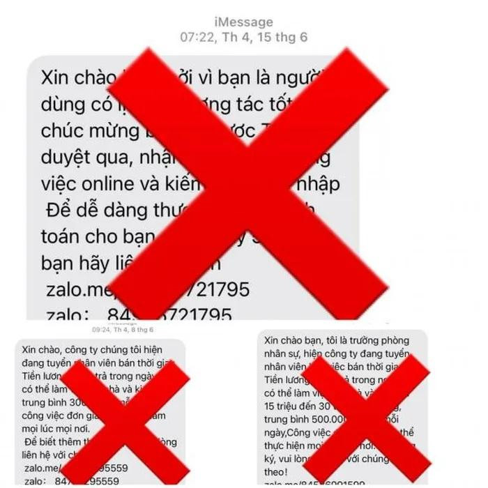 Một số tin nhắn lừa đảo.