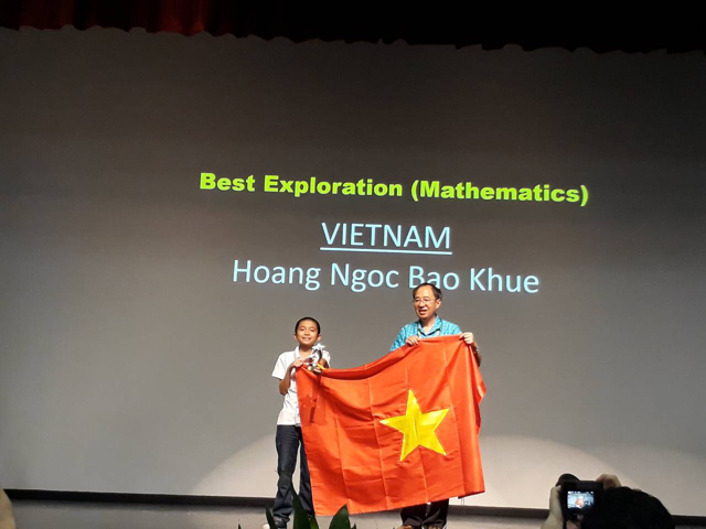 Hoàng Ngọc Bảo Khuê xuất sắc giành huy chương Vàng môn Toán và giải phần thi khám phá tốt nhất tại IMSO2017