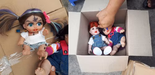 Các búp bê nghi Kumathong bị thu giữ. Ảnh do cơ quan công an cung cấp.