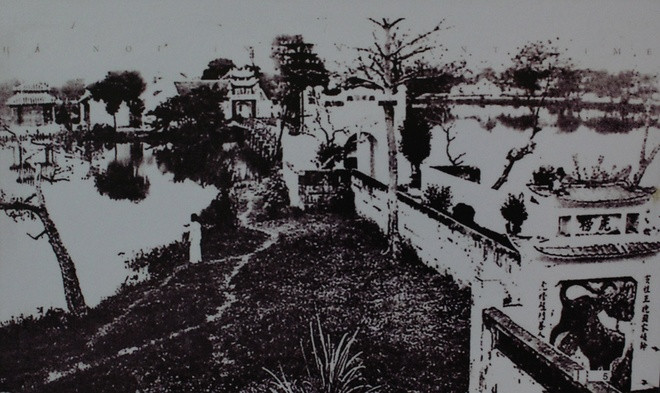 Khu vực quanh cầu Thê Húc và đền Ngọc Sơn khác rất nhiều so với ngày nay.