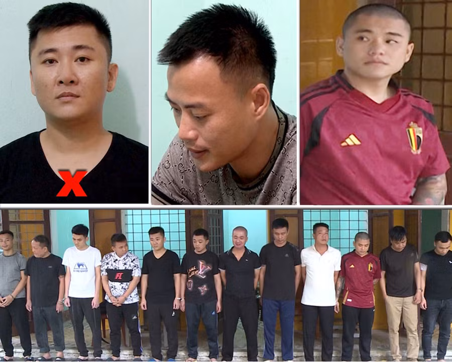 Vũ Đình Hiếu (X), Nguyễn Hữu Tùng, Nguyễn Việt Anh và các đối tượng trong đường dây cá độ bóng đá bị bắt giữ.
