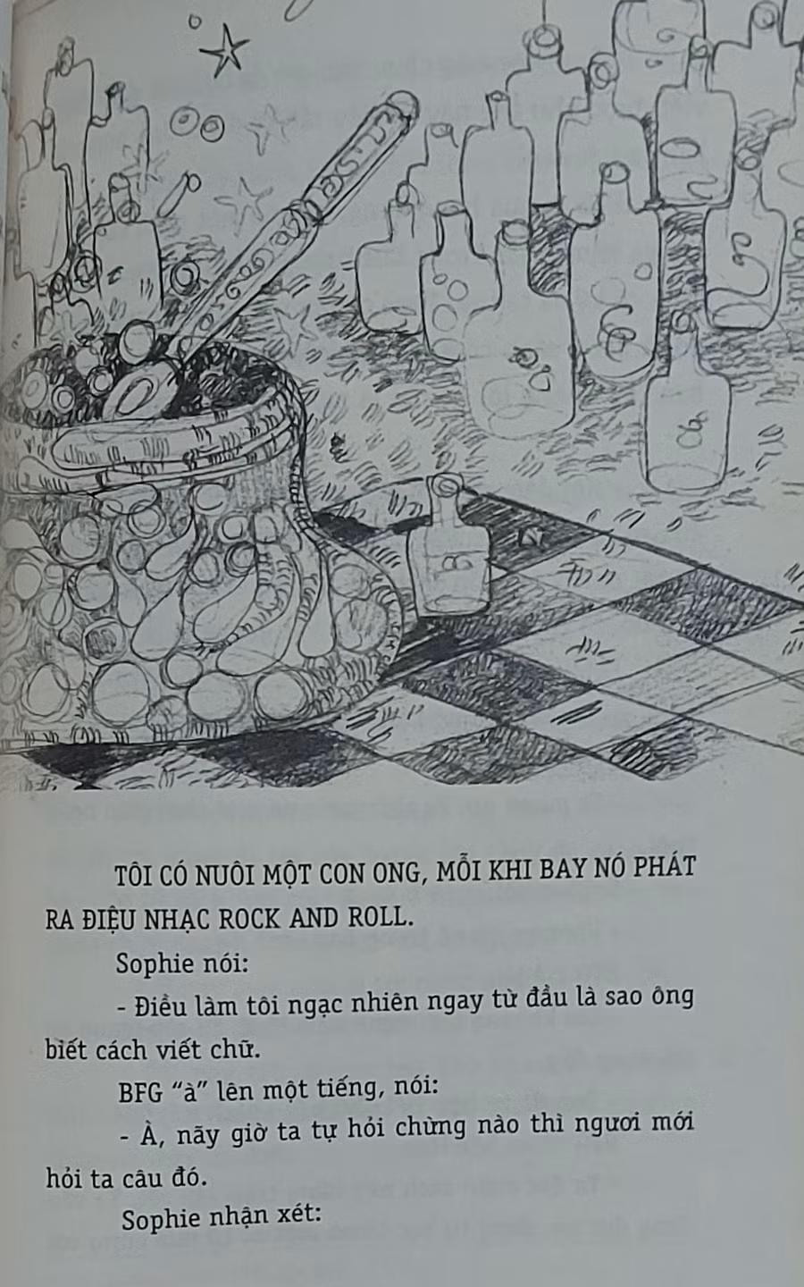 Để khắc họa được một nhân vật BFG độc đáo, tác giả Roald Dahl sử dụng tới ngôn ngữ kể chuyện “chưa bao giờ có”. Ảnh: Tấn Quyết.