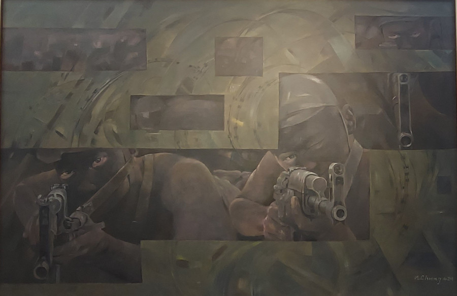 Tác phẩm 'Phía sau là hầm Đờ Cát' của họa sĩ Bùi Tuyết Mai. Tác phẩm 'Phía sau là hầm Đờ Cát' của họa sĩ Bùi Tuyết Mai.