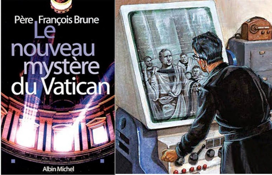 Quyển sách của linh mục François Brune và minh họa về cỗ máy tìm về quá khứ.