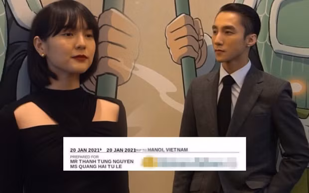 Mới đây, netizen truyền tay nhau hình ảnh cuống vé máy bay có tên Sơn Tùng - Hải Tú vào 20/1/2021.