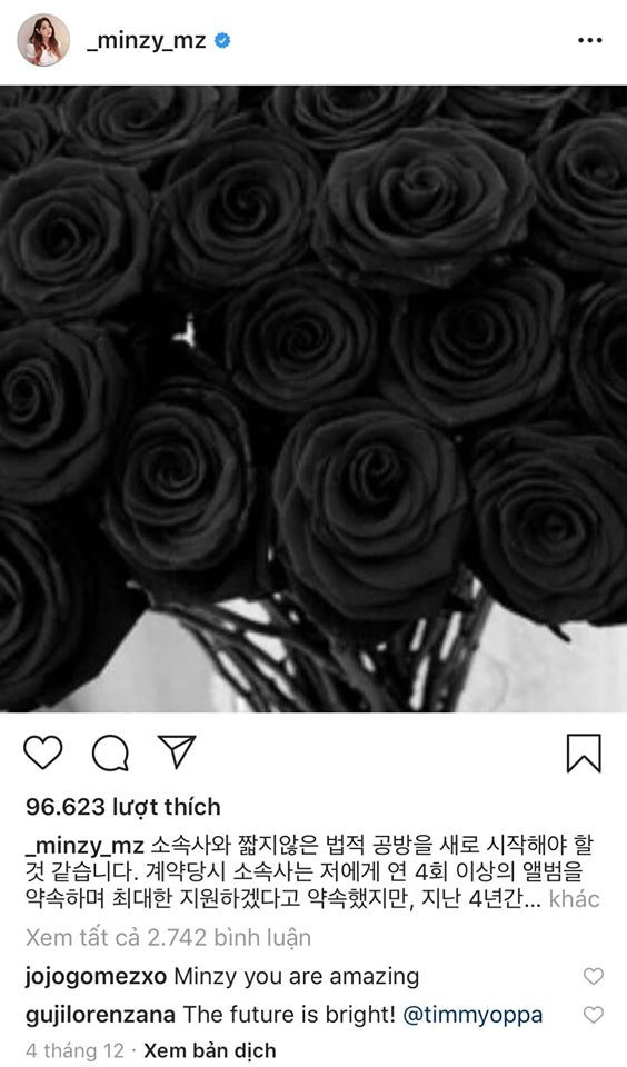Bài đăng trên Instagram của Minzy. Bài đăng trên Instagram của Minzy.