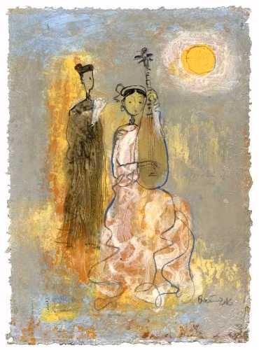 Tranh “Thúy Kiều và Thúc Sinh” của Đinh Quân.