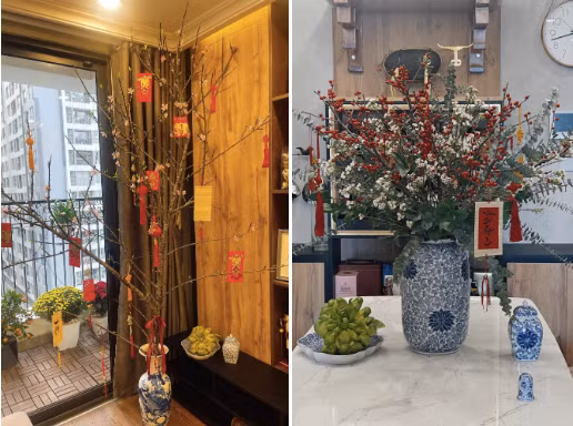 Căn hộ của MC Thái Dũng cũng tràn ngập sắc xuân với đủ loại hoa Tết rực rỡ.