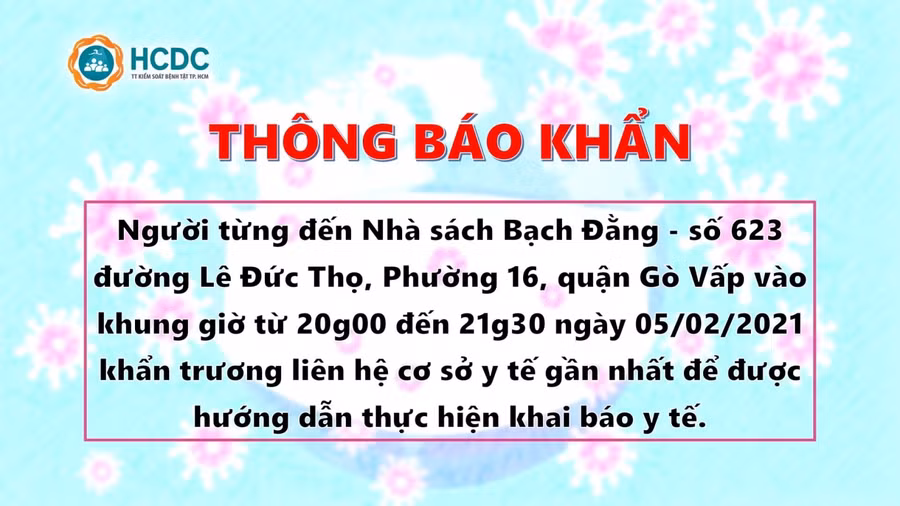Chống dịch Covid-19: HCDC tìm người đến Nhà sách Bạch Đằng