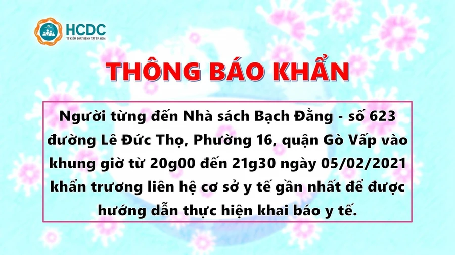 Chống dịch Covid-19: HCDC tìm người đến Nhà sách Bạch Đằng