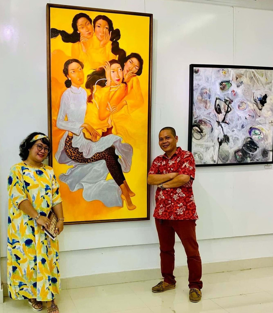 Vợ chồng họa sĩ Thu An – Đức Huy.