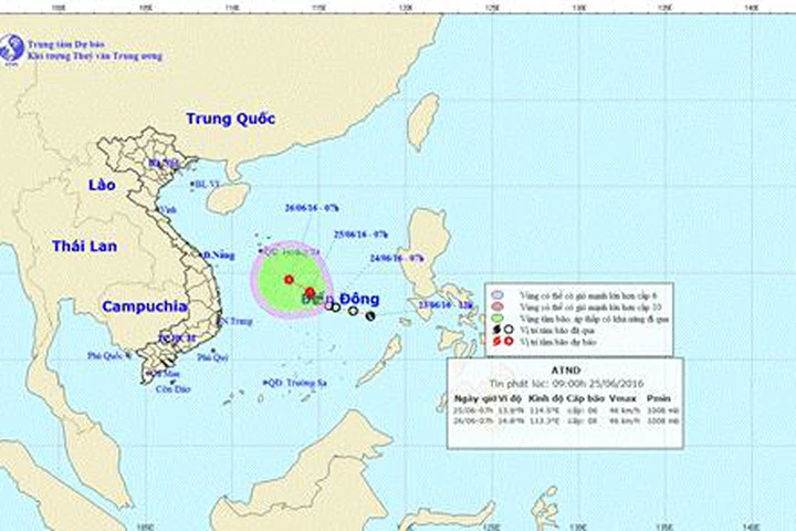 Áp thấp nhiệt đới đang mạnh lên và hướng vào vịnh Bắc bộ