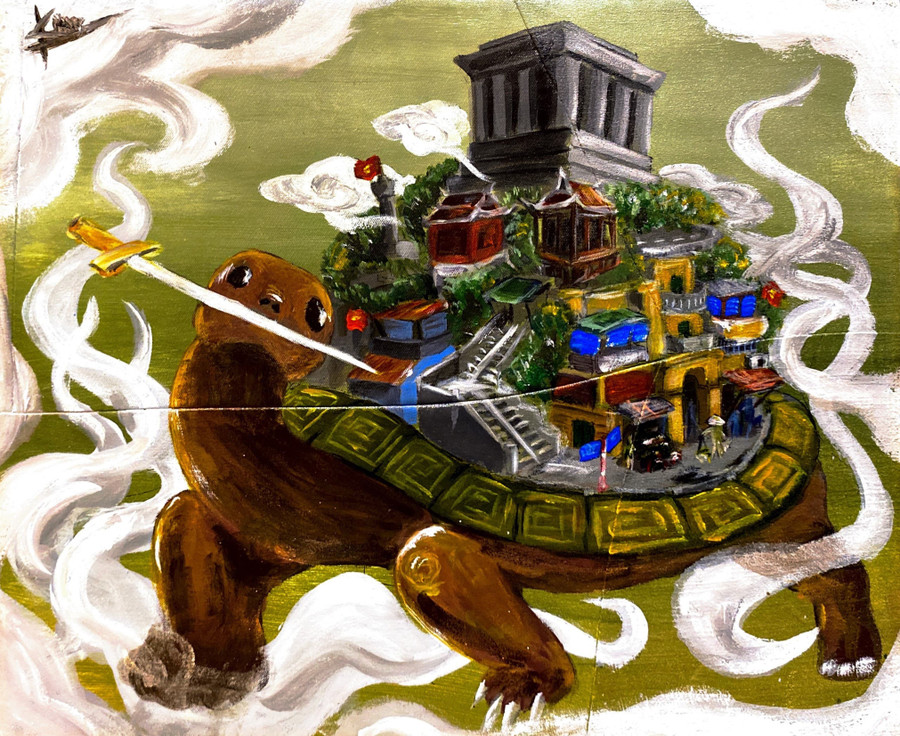 Tác phẩm 'Rùa Thần chở mộng' của Nguyễn Trần Đăng Khoa. Tác phẩm 'Rùa Thần chở mộng' của Nguyễn Trần Đăng Khoa.