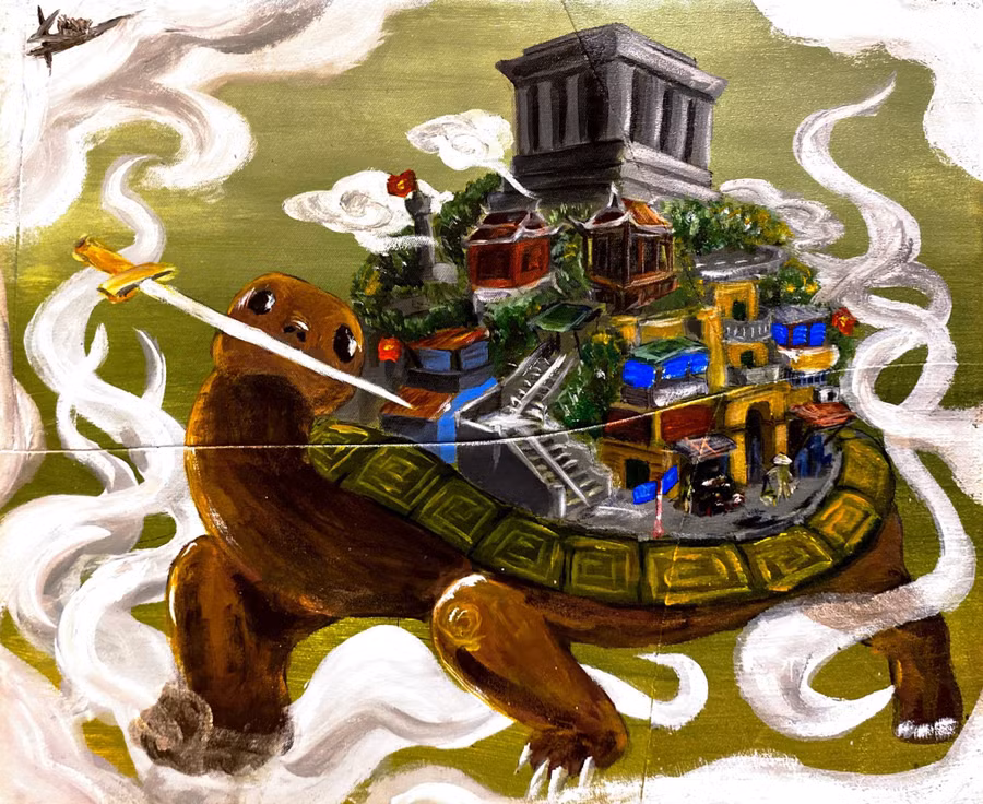 Tác phẩm 'Rùa Thần chở mộng' của Nguyễn Trần Đăng Khoa.