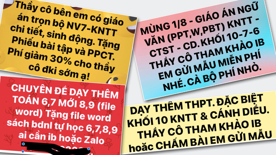 Các bài rao bán giáo án ở các &apos;chợ&apos; trực tuyến.