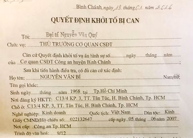 Quyết định khởi tố ông Bỉ không có căn cứ vào quyết định số, ngày, tháng của Quyết định khởi tố vụ án là vi phạm tố tụng nghiêm trọng. Ảnh: Việt Tường.