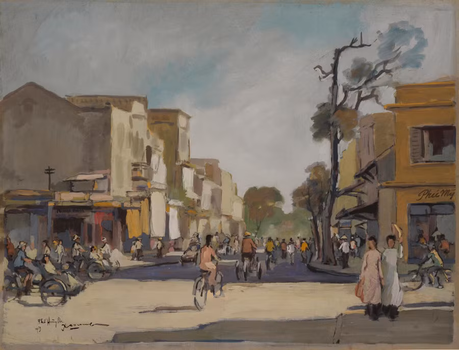 Tác phẩm 'Phố Hàng Da' - từng được triển lãm năm 1953, sắp tới sẽ được đấu giá tại nhà đấu giá Bonhams (Paris). Tác phẩm 'Phố Hàng Da' - từng được triển lãm năm 1953, sắp tới sẽ được đấu giá tại nhà đấu giá Bonhams (Paris).