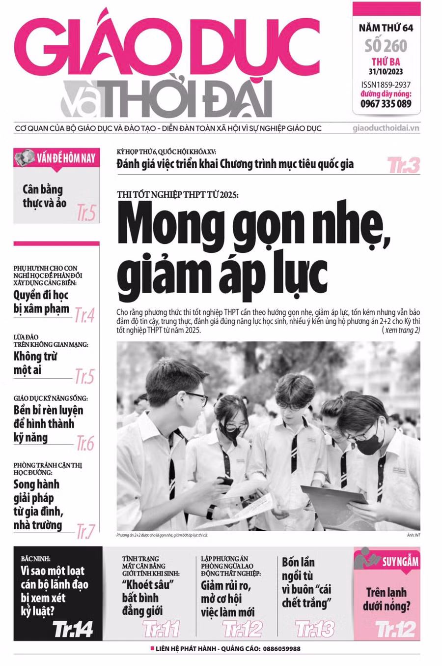 Tin tức báo in 31/10: Kỳ thi tốt nghiệp THPT 2025 theo phương án nào?